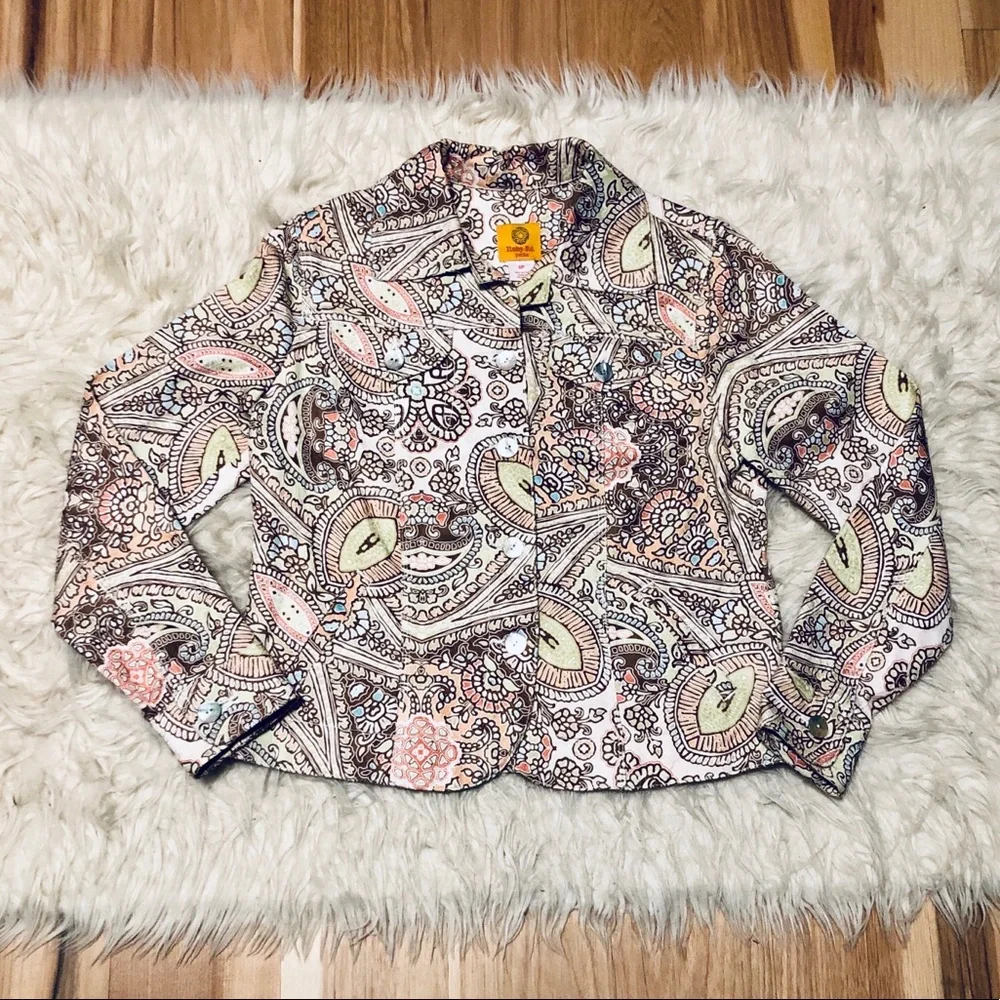 Ruby Rd Pastel Printed Crop Jacket - Picture 6 of 8